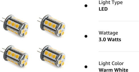 T3 G4 Bi-pin LED Light Bulb 12VAC/DC Low Voltage 3W Warm White 2700K-3000K for Outdoor Landscape Lighting