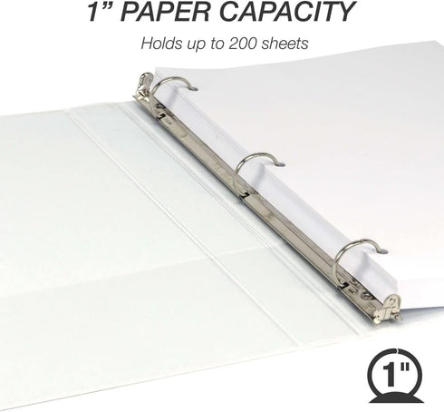 Samsill Economy 1 Inch 3 Ring Binder, Made in The USA, White, 12 Pack