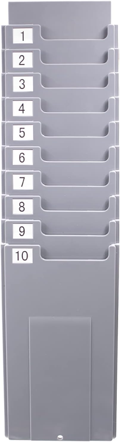 NADAMOO 10-Slot Time Card Holder, Wall-Mounted, Retractable and Expandable Plastic Punch Card Rack,