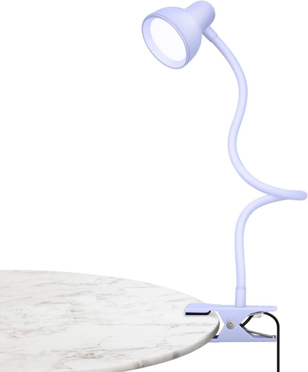 Clip on Lamp USB Reading Light, 3 Color Modes, 10 Brightness Dimmable, Flexible Gooseneck Desk Lamp for Home