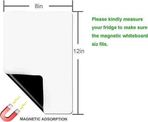 Magnetic Dry Erase Board Sheet for Refrigerator/Office/Locker, White Board Organizer and Planner with Stain Resistant Technology, Include 1 Eraser, 4 Markers (12” x 8”) by T TIGABEAR