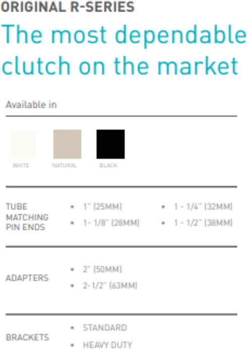 R8 Clutch for 1 Inch Tube, Natural