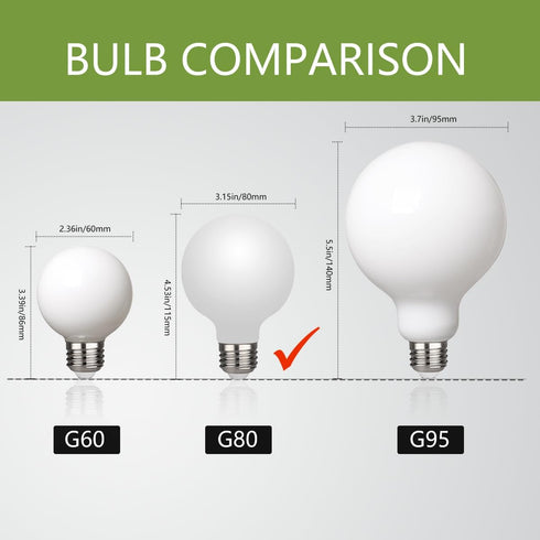 6 Pack G25(G80) Globe LED Light Bulbs, 5W Dimmable 40 Watt Equivalent, 500LM, E26 Base, 4000K Neutral White