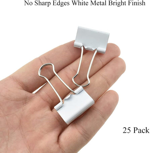HAHIYO Binder Clips, Heavy Duty Paper Clamps, 0.98 inches Width, No Sharp Edges, 25 Pack for Home Office School