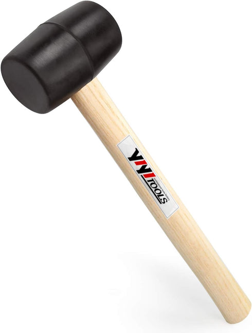 YY-2-005 Rubber Mallet Hammer with Wood Handle – 8-oz, Black