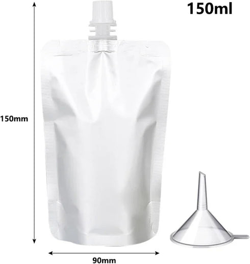 Yiodauh 50 Packaging Nozzle Pouches(150ml) Alcohol Pouches Pcs Aluminum Foil Liquid Drinking Bags Milk Juice Beverage
