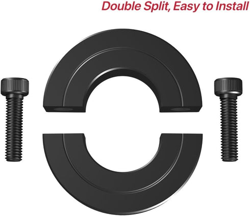Two-Piece Clamping Collar, Carbon Steel with Black Oxide Plating, 7/8" Bore Size, Set Screw