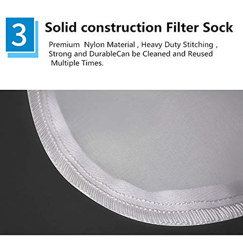 Nylon Mesh Filter Socks Bag 7 Inch Ring 75 Micron by 16 Inch Long NMO Filter Bags - 1 Pack