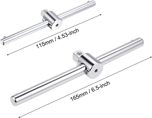 uxcell 1/4" and 3/8" Drive Sliding Wrench, Breaker Bar T-Handle Socket Hand Tool, 2pcs