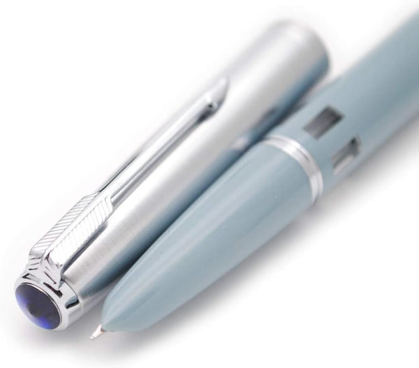 czxwyst 2019 New Version 601 Steel Cap Vacumatic Double Bead Fountain Pen (Lake Blue with Ink Window)