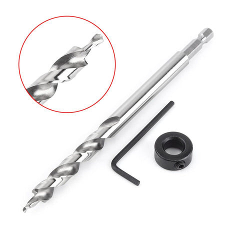 3/8 Inch Pocket Hole Drill Bit with 1/4 inch Hex Shank for Manual Pocket Hole Jig System
