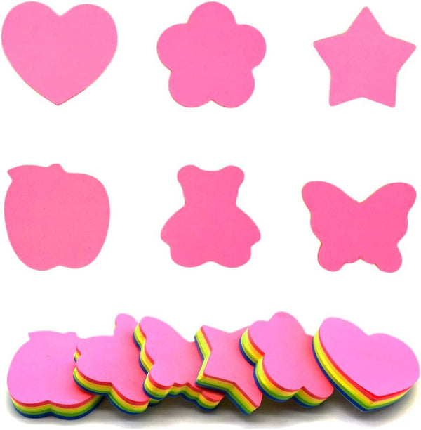 Fun Shaped Colored Sticky Notes, Heart Sticky Notes, Self-Stick Notes in 6 Different Shapes by Baryuefull