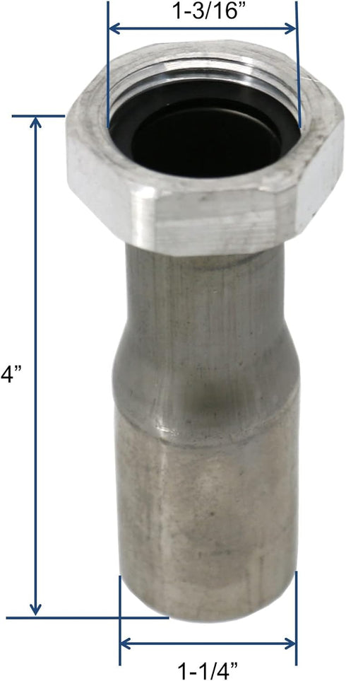 1-1/4" Stainless Steel Sink Drain Tailpiece with Nut and Washer for 1 NPS Bar Sink Drain (1-1/4" Tailpiece)