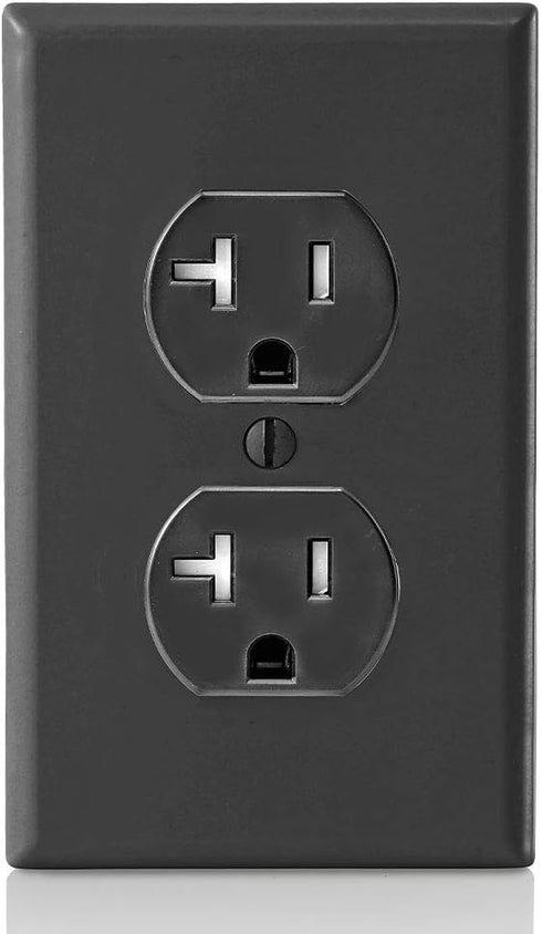 Leviton T5820-E, 20 Amp Tamper-Resistant Duplex Outlet, Black