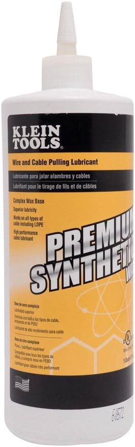 56117 1-Quart (Pack 2) Klein Tools Premium Synthetic Wax Wire and Cable Pulling Lubricant, Squeeze Bottle