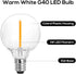 SUNTHIN 25 Pack G40 LED Bulbs, 1W E12 Base, Warm White 2700K, 5 Watt Incandescent Equivalent for Indoor & Outdoor