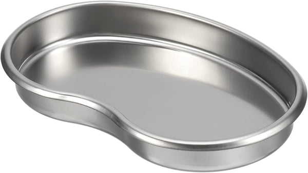 PATIKIL 2 Pack Stainless Steel Tray, 18.5x11.5cm Curved Flat Type Dish Lab Instrument Tool