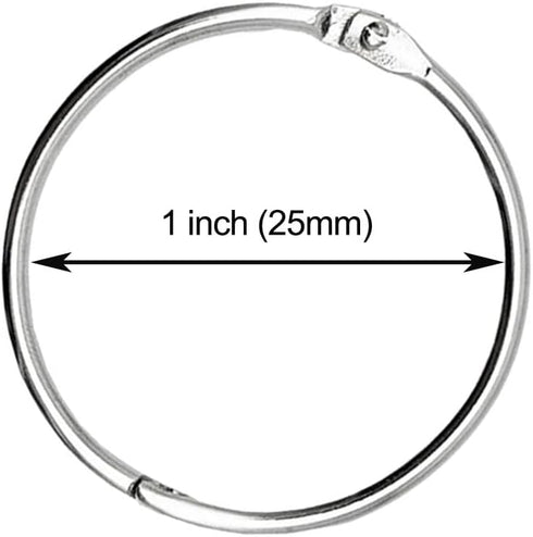 FavorFishFans (1.0In/30PCS) Metallic Loose Leaf Binder Rings, Nickel Plated, for Flash Cards Rings, Office Book Rings