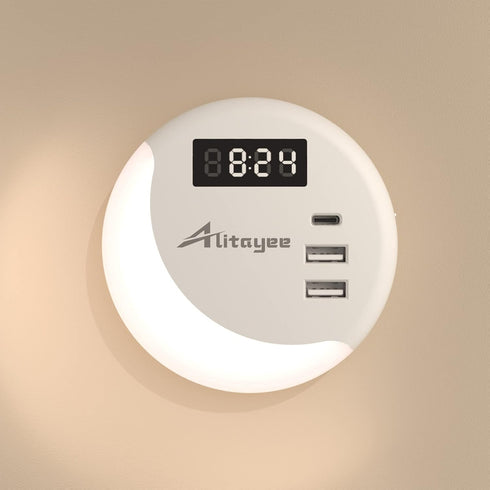 15.5W) Alitayee LED Night Light, Night Lights Plug Into Wall, Smart Light Sensor Nightlight with USB C Charger(MAX