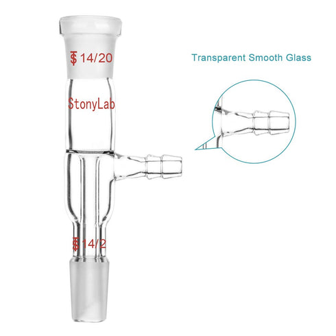 StonyLab Glass Vacuum Take Off Adapter, Straight, Short Stem with 14/20 Joints