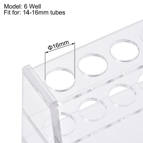 uxcell Acrylic Test Tube Holder Rack, 6 Wells for 10ml Centrifuge Tubes, Clear, 2 Pcs