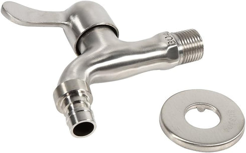 Wash Machine Tap, 304 Stainless Steel Outside Wall Mounted Water Faucet Adapter for Laundry Bathroom