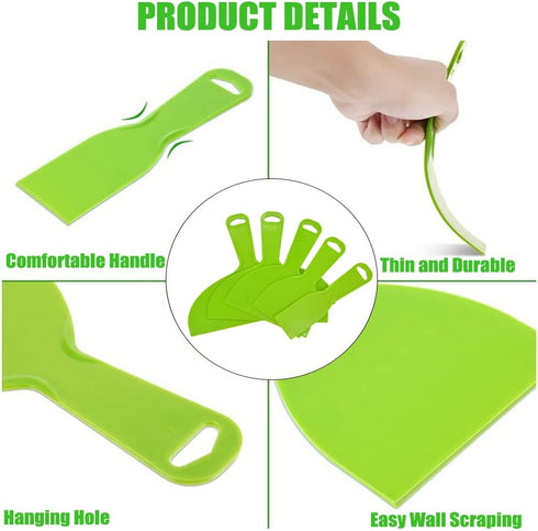 Utoolmart 2" Plastic Flexible Putty Scraper Knives, 3Pcs for Taping Drywall Wall Painting Green