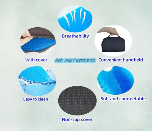 Gel Seat Cushion, Foldable Seat Cushion Comfortable Travel Seat Cushions Soft Breathable for Chair, Car, Plane Outdoor
