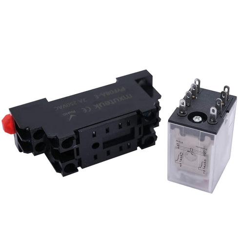 mxuteuk 2pcs HH52P DC 12V Coil 8 Pin 5A DPDT Electromagnetic Power Relay with Base and DIN Rail Slotted Aluminum
