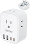 LENCENT European Travel Plug Adapter, International Type-C Foldable Power Plug with 4 Outlets, USB C Charger Adaptor.