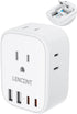LENCENT European Travel Plug Adapter, International Type-C Foldable Power Plug with 4 Outlets, USB C Charger Adaptor.