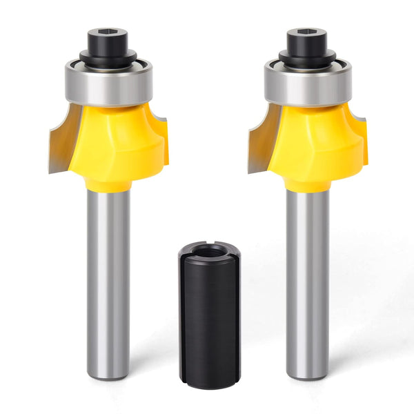 2PCS Roundover Edging Router Bit Set, 1/4-Inch Shank Round Nose Cutter Tools, 1/8" Radius