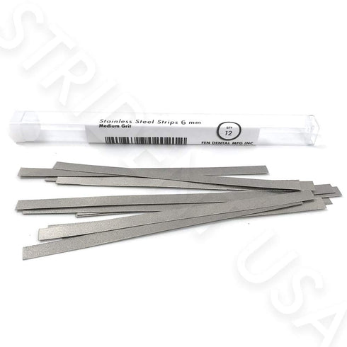 Dental Polishing Strips, 6 MM Med Grit Stainless Steel (2-Sided) - 12/box