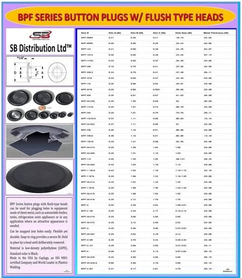 90 Piece Flush Mount Black Hole Plug Assortment for Auto Body and Sheet Metal