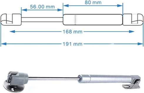 80N/18 lb Gas Strut Cabinet Hinge Safety Lift Support, Gas Shock and Soft Opening and Cushioning Telescopic Cabinet Door Rubber Head Gas Spring Support 6" Length, 4 Set, Siver