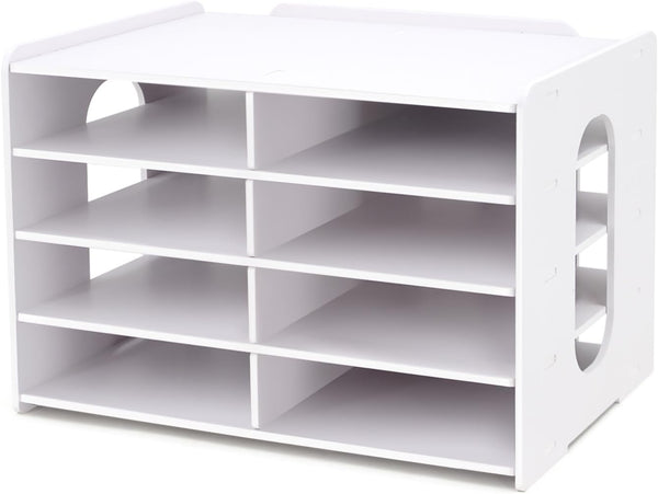 SONGWAY Desktop Mail Sorter Organizer, Small File Organizer with 8 Compartments for Desk, Ink Pad Storage