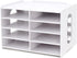 SONGWAY Desktop Mail Sorter Organizer, Small File Organizer with 8 Compartments for Desk, Ink Pad Storage