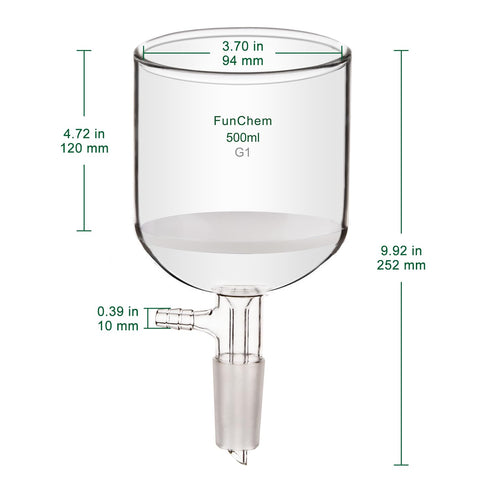 Buchner Funnel with Coarse Frit (G1), Borosilicate Glass, 500 mL, 24/40 Joint