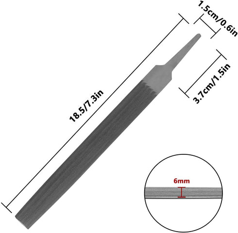 KALIM Half Round Medium Cut File, Double Cut Teeth, 6'' Length, Made of High Carbon Steel, Hand File without Handle Suitable for Wood, Metal, Sharpening, etc. by KALIM
