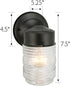 Dimmable, 4.5 7.5 5.25 502195 Design House Jelly Jar Wall Light, Indoor/Outdoor, Clear Ribbed Glass, Matte Black, Wall