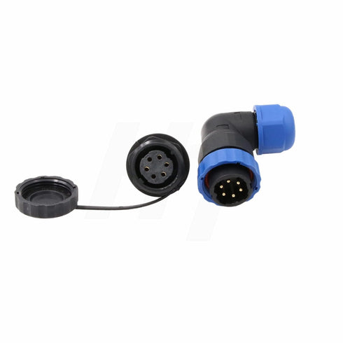HangTon SD20 10Amp 6 Pin Threaded Plastic Connector, Male Waterproof IP68 Right Angle Cable Plug