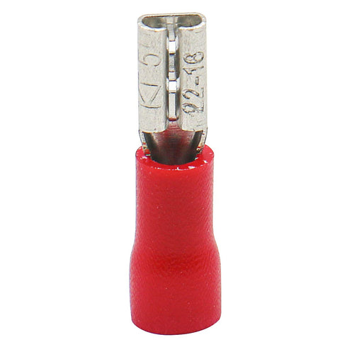 Baomain 0.11" Red Female Insulated Spade Wire Connector, 200PCS Electrical Crimp Terminal 18-22 AWG