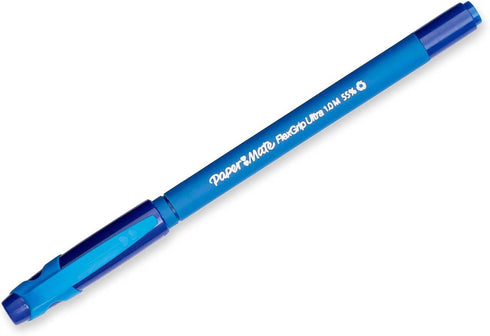 Paper Mate FlexGrip Ultra Ballpoint Stick Pen, Medium, Blue Ink, Dozen, 9610131