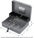 KYODOLED Locking Cash Box with Key, Money Box with Cash Tray, Lightgrey XL Large, 11.81L x 9.45W x 3.54H Inches