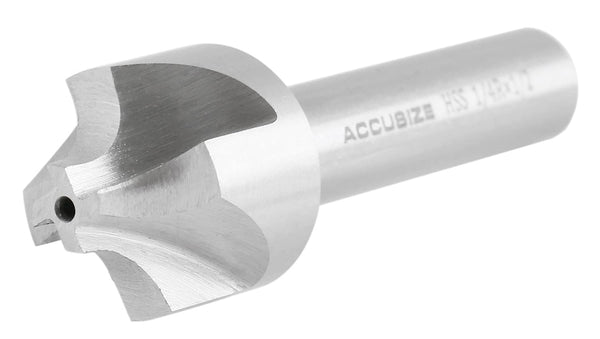 Accusize Industrial Tools HSS Corner Rounding End Mill - 1/4'' Radius, 1/2'' Shank, 1'' Diameter, 3-1/8'' OAL