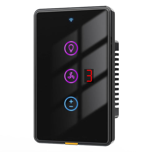 YIFAN WiFi Smart Ceiling Fan Light Wall Switch, 5 Speed Fan and Light Combo Timer Switch, Compatible with Alexa and