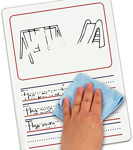 Double Sided Whiteboard 9”x12” for Kids, Story Lined Dry Erase Board for Writing, Drawing - Age 3-5, Teacher,