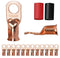 12PCS 2/0x1/2 Copper Ring Terminal Connectors, 2/0 AWG Heavy Duty Battery Cable Ends with 12 PCS 3:1 Heat Shrink Tubing