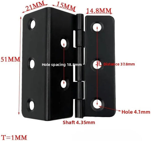RMNBDN 2 Inch Hardware(51x15x1.0 One-Piece Eight Holes Triple Fold Hinge Iron Hinge for Cabinet Bedside Table Furniture