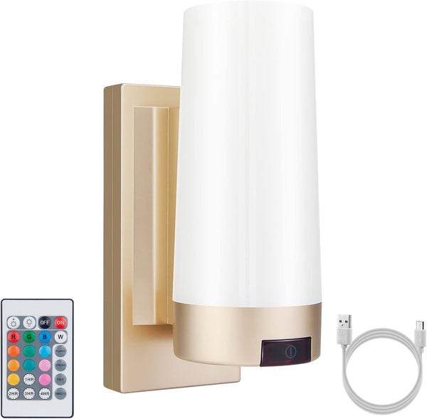 BIGMONAT Wireless Wall Sconce Light Rechargeable, Multi Color Changing, Remote Controlled, Dimmable